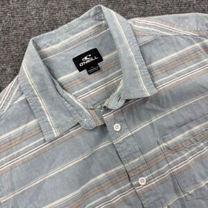 O'Neill Button Down Shirt Size Small Blue Striped Short Sleeve Standard Men's